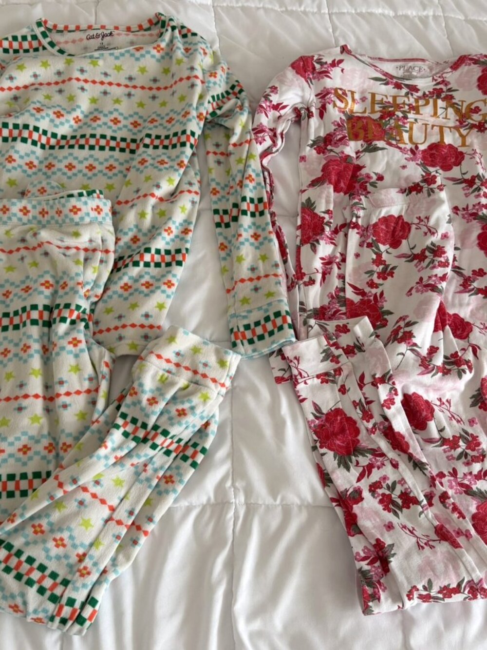 Girls Size 12 PJ Pajama Lot - 4 Piece Winter Long Sleeve Shirts & Bottoms